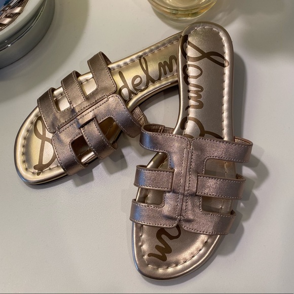 Sam Edelman Bay Slide Sandal in Gold - Picture 1 of 6